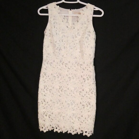 LOFT | 00P | Elegant White Floral Lace Mini Dress - Picture 1 of 14